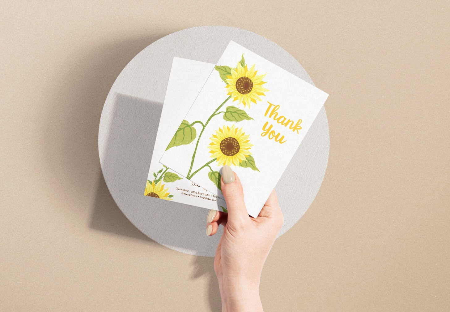Sunflower Thank You Cards Ecofriendly Stationary Assorted Etsy