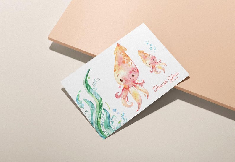 Ocean Animal Thank You Cards: Baby Shower Set of 12 with Envelopes image 7
