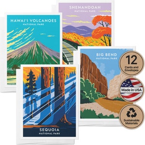 National Park Greeting Cards | USA Park Post Cards | Parks Souvenir Cards | Big Bend | National Parks Set | Set of 12 Cards & Envelopes