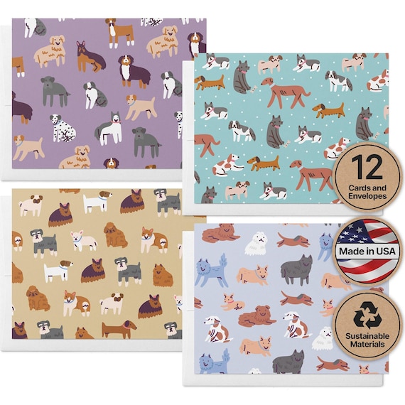 Dog Greeting Cards: Watercolor Dog Breed Art Set of 12