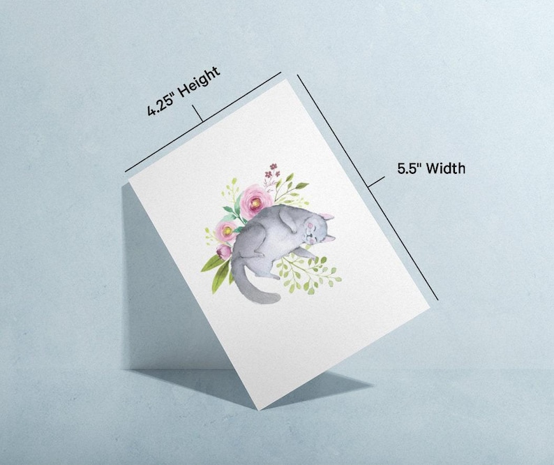 Watercolor Cat Greeting Cards, 4 Designs (Set of 12, Blank Inside) image 8