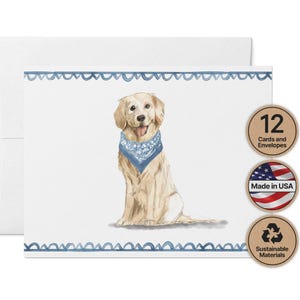 Golden Retriever Stationery: Hand Painted Dog Note Cards (Set of 12)