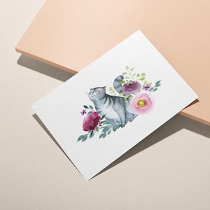Watercolor Cat Greeting Cards, 4 Designs (Set of 12, Blank Inside) image 6
