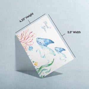Ocean Animal Thank You Cards: Baby Shower Set of 12 with Envelopes image 9
