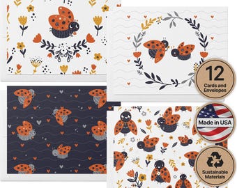 Greeting Card Set: Ladybug Designs - Eco-Friendly Paper