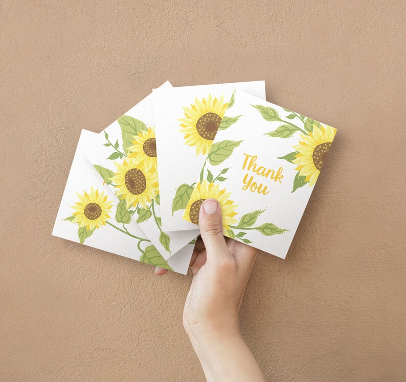 Sunflower Thank You Cards Ecofriendly Stationary Assorted Etsy