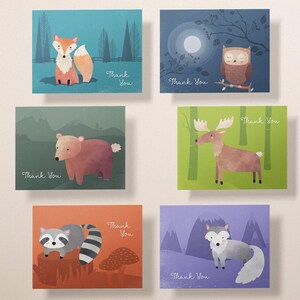Woodland Animal Thank You Cards, Baby Shower Designs (Set of 12 with Envelopes) image 3