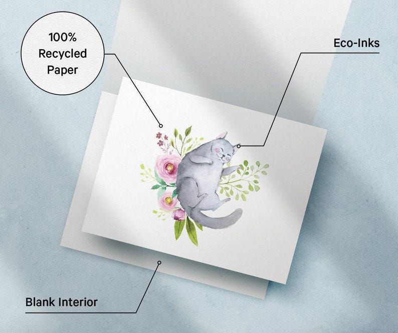 Watercolor Cat Greeting Cards, 4 Designs (Set of 12, Blank Inside) image 7