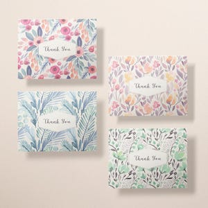 Watercolor Flower Thank You Cards - Set of 12 With Envelopes - Etsy