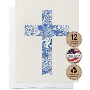 Christian Cross Note Cards - Set of 12 with Matching Envelopes