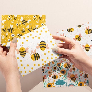 Bumble Bee Greeting Cards Bees Cards Set Bees and Flowers Greeting Cards Bees and Hearts Cards Set of 12 Cards & Envelopes image 3