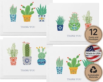 Succulent Thank You Cards: Botanical Desert Blooms Set of 12