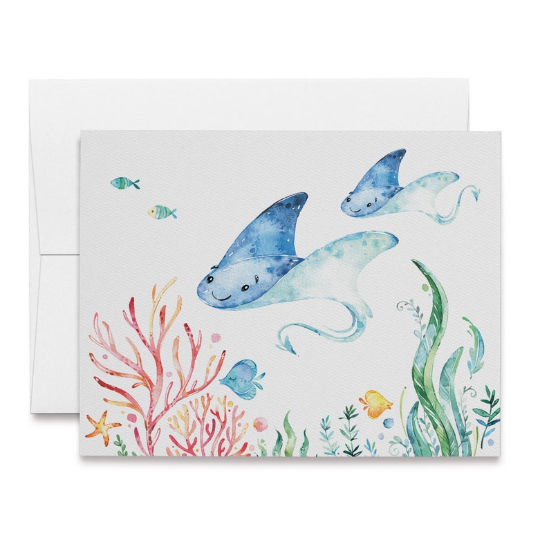 Sting Ray Note Card 24 12 1 or 48 Eco-Friendly Cards With Envelopes