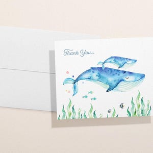 Ocean Animal Thank You Cards: Baby Shower Set of 12 with Envelopes image 5