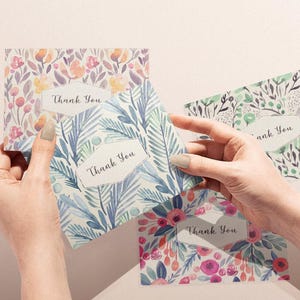 Watercolor Flower Thank You Cards - Set of 12 With Envelopes - Etsy