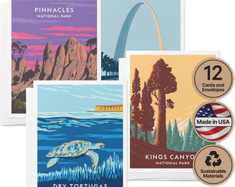 National Park Greeting Cards: Vintage USA Parks, Set of 12