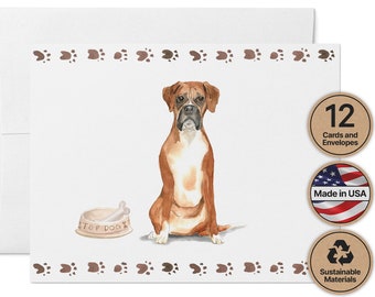 Boxer Dog Note Cards - 12 Eco-Friendly Cards With Envelopes