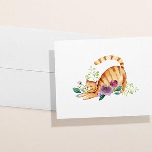 Watercolor Cat Greeting Cards, 4 Designs (Set of 12, Blank Inside) image 4