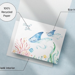 Ocean Animal Thank You Cards: Baby Shower Set of 12 with Envelopes image 8