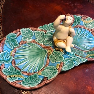 Zrike Philippines Ceramic Majolica Style Double Tray Serving Dish