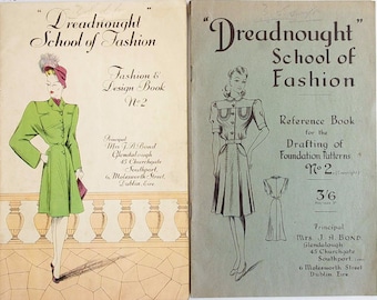 Dreadnought school of fashion design and reference book, pattern cutting system from the 1940s vintage