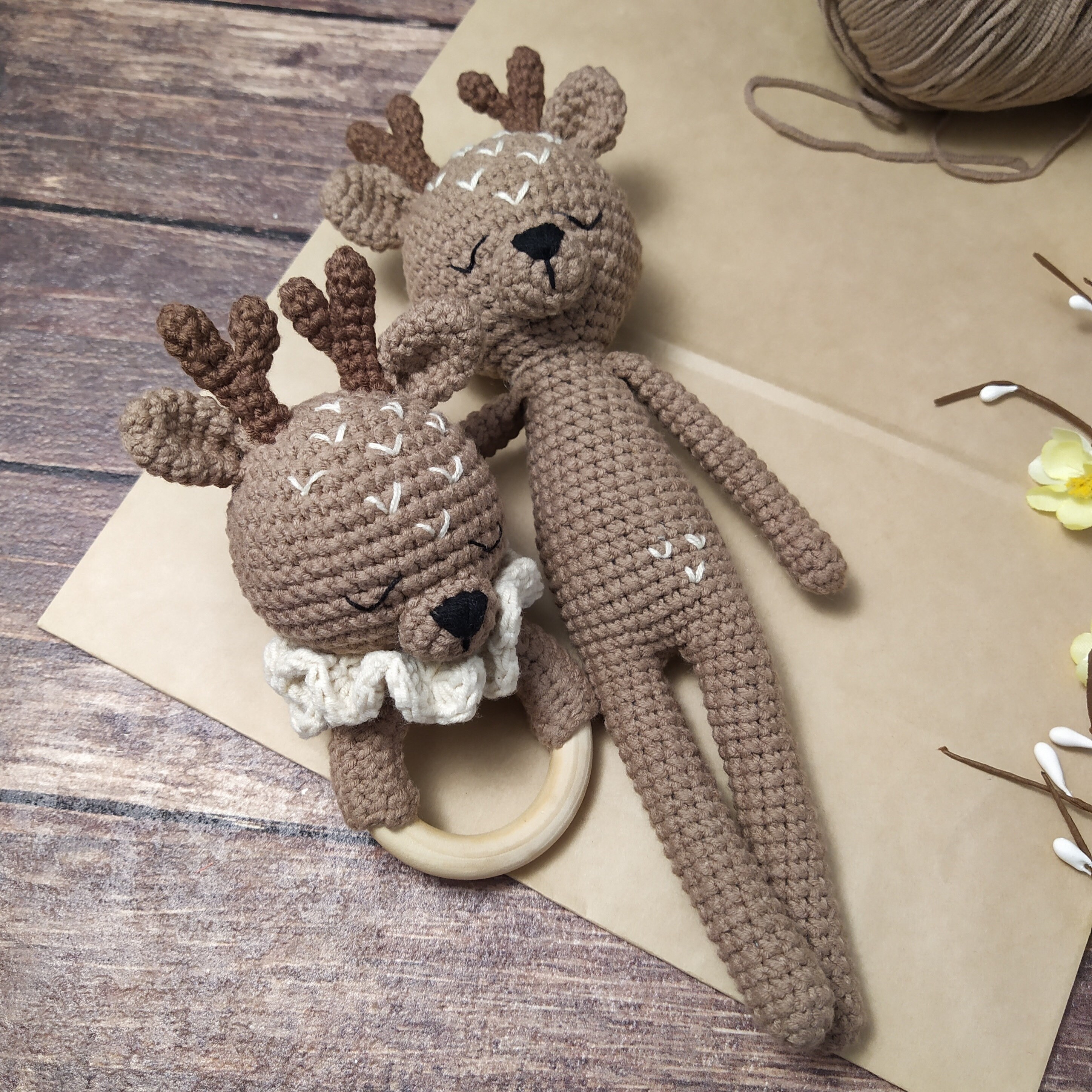 2 in 1 Baby Rattle Crochet Teether & Deer Amigurumi PATTERN Etsy