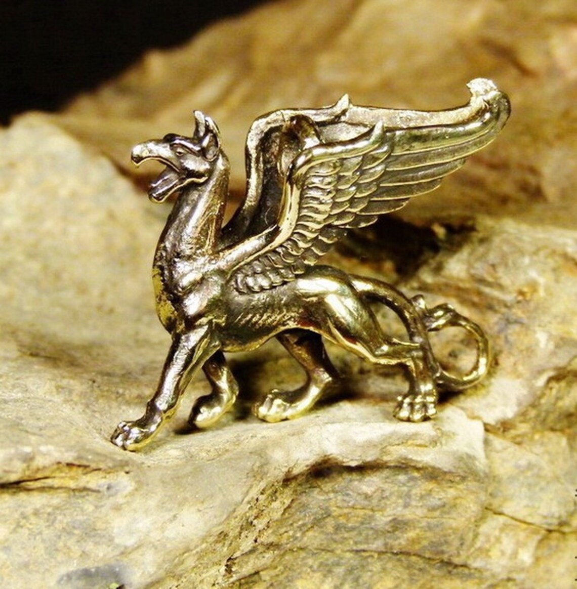 Pendant golden Griffin Pendant Fantasy Etsy