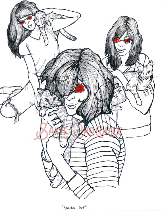 Animal Boy Joey Ramone of the Ramones With Cats Punk Rock - Etsy