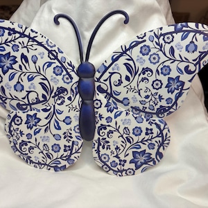 Blue and White Chinoiserie Butterfly 12”