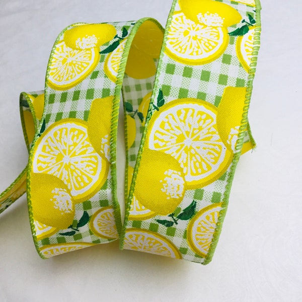 Printed Gingham with Lemons green