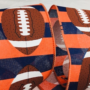 Football on stripe ribbon Navy and Orange