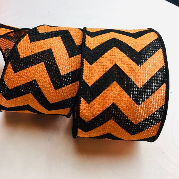 Faux Burlap Chevron Black and Orange