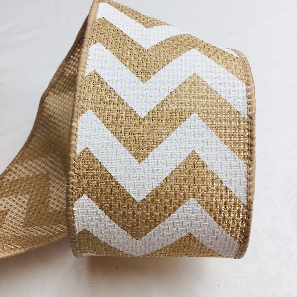 Faux Burlap Chevron white and tan