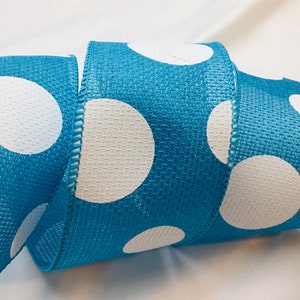 Faux burlap giant polka dots turquoise