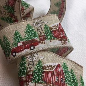 Farm truck ribbon with barn and windmill