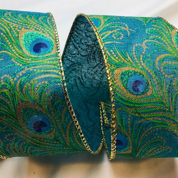 Teal peacock feathers