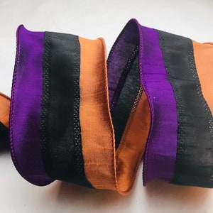 Tri colored Satin purple, black and orange