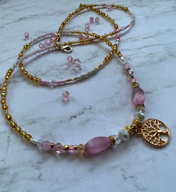 waist beads rose quartz