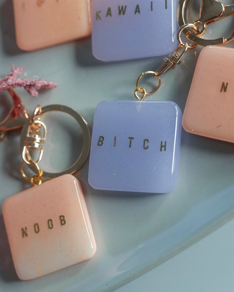 Square Kawaii/funny Aesthetic Charm Keychains Etsy