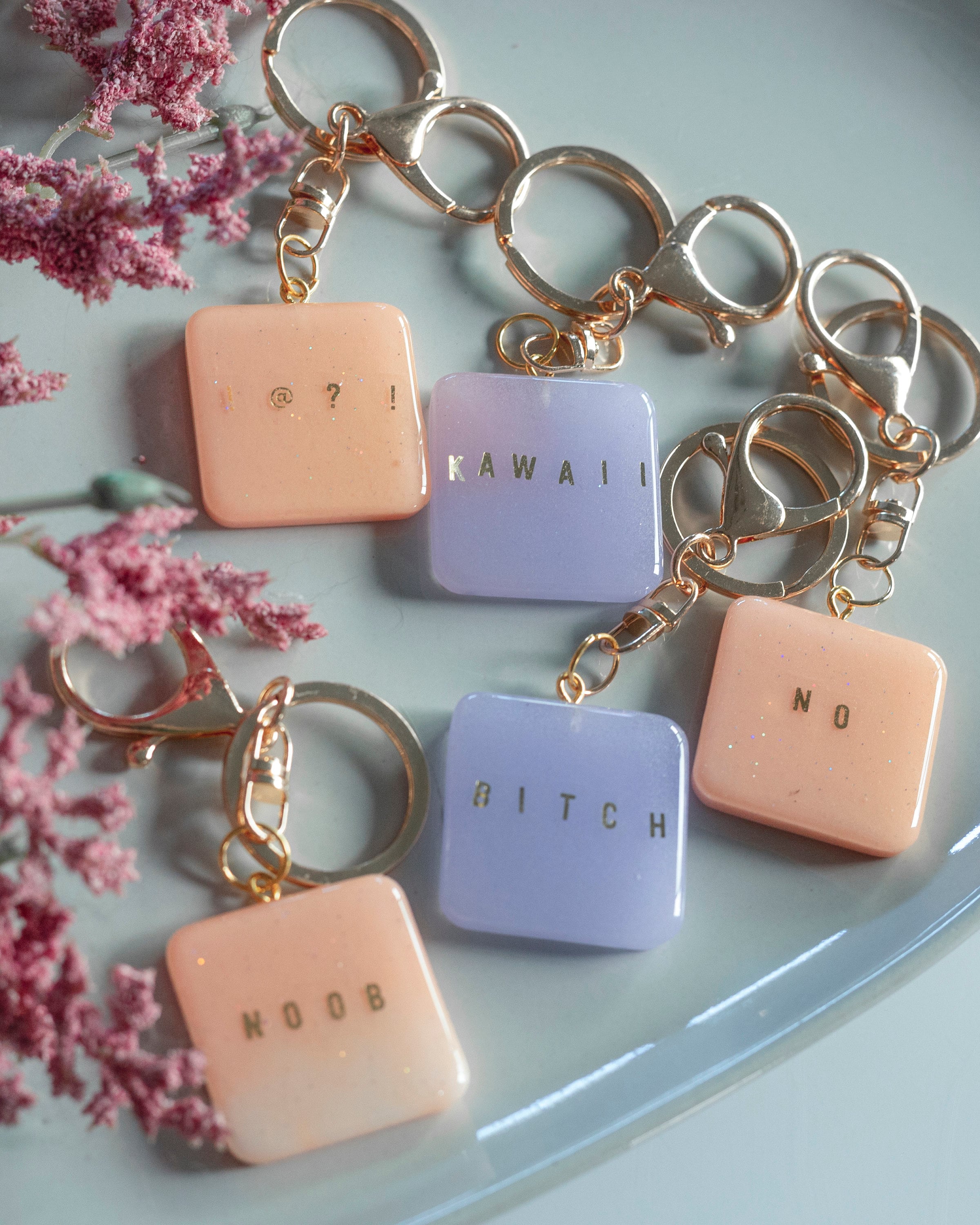 Square Kawaii/funny Aesthetic Charm Keychains Etsy