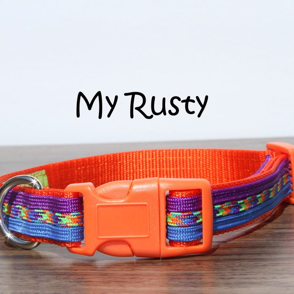 Bright Orange Dog Collar, Washable Adjustable, Colorful - My Rusty - Dog Mom Gift