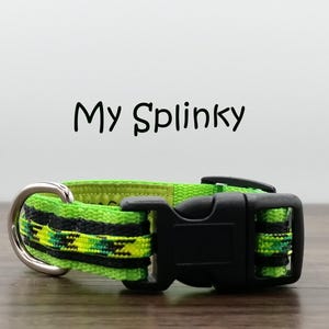 Quick Release Small Dog Collar, Neon Green & Black New Puppy Collar, Adjustable Paracord Dog Collar, Boy Dog Collar, Goat Collar, My Splinky