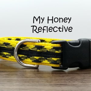 Quick Release Reflective Dog Collar, Yellow and Black New Puppy Collar, Adjustable Paracord Dog Collar, Pretty Dog Collar, My Honey-R
