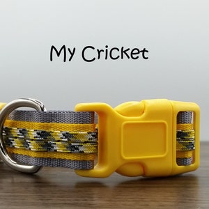 Quick Release Big Dog Collar, Yellow & Gray New Puppy Collar, Adjustable Paracord Dog Collar, Poodle Dog Collar, Wide Dog Collar, My Cricket