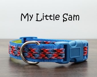 Blue & Red Dog Collar: Adjustable Puppy Collar, Quick Release Buckle
