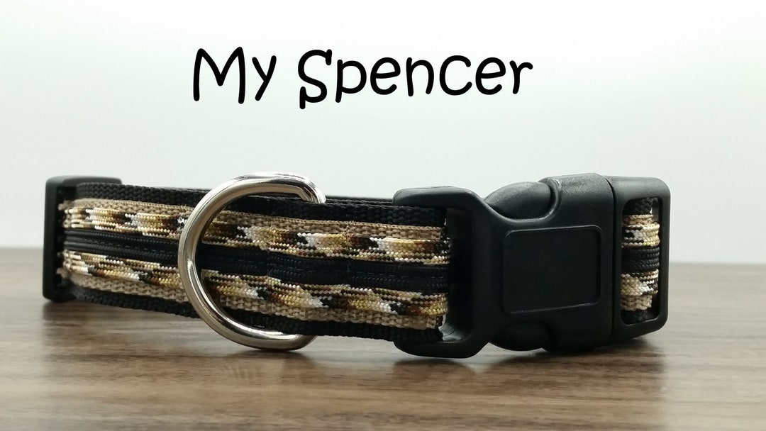 Quick Release Black Tan Dog Collar, Adjustable Paracord Dog
