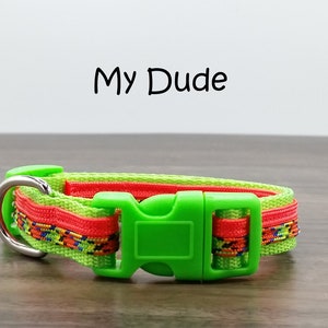 Quick Release Small Dog Collar, Neon Green & Orange New Puppy Collar, Adjustable Paracord Dog Collar, Neon Dog Collar, Goat Collar, My Dude