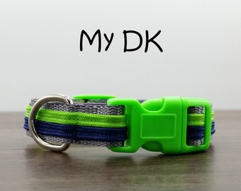 Seahawks Dog Collar: Navy, Gray & Green Sports Collar