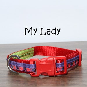 Quick Release Red Dog Collar, Small Dog Collar, Red and Purple New Puppy Collar, Adjustable Paracord Dog Collar, Goat Collar, My Lady