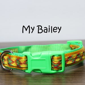 Quick Release Neon Green Dog Collar, Bright Green Yellow and Red New Puppy Collar, Adjustable Paracord Dog Collar, Goat Collar, My Bailey